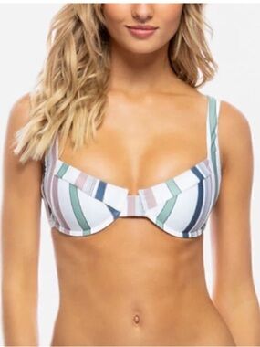 Tavik Underwire Stripe Bikini Top in Green & Blue.
Size Small